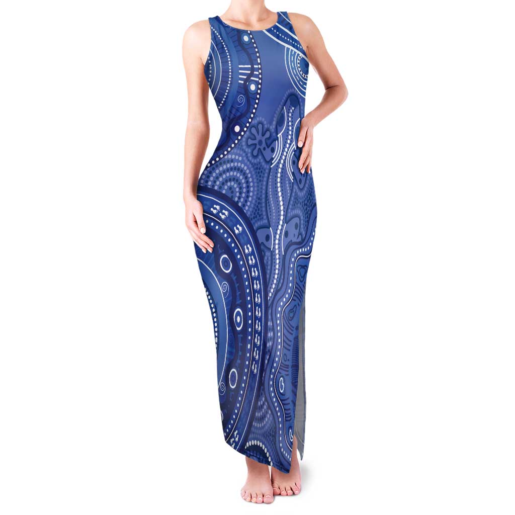 Australia Autism Awareness Tank Maxi Dress Aboriginal Lizard Dot Painting