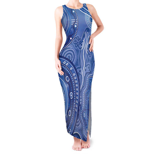 Australia Autism Awareness Tank Maxi Dress Aboriginal Lizard Dot Painting
