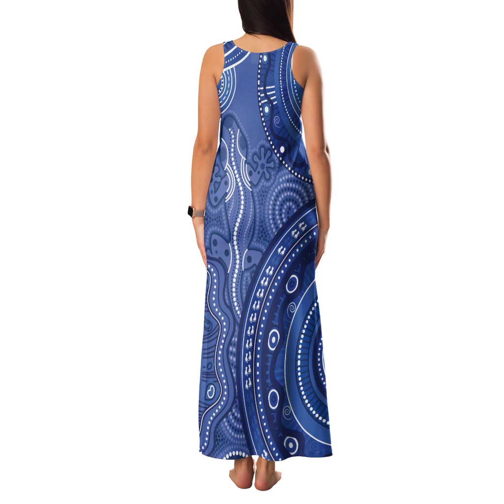 Australia Autism Awareness Tank Maxi Dress Aboriginal Lizard Dot Painting