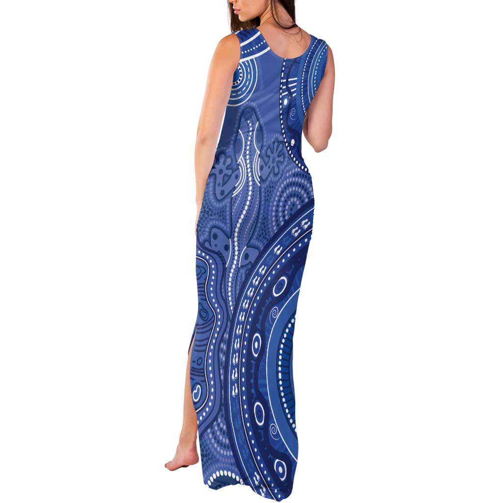 Australia Autism Awareness Tank Maxi Dress Aboriginal Lizard Dot Painting