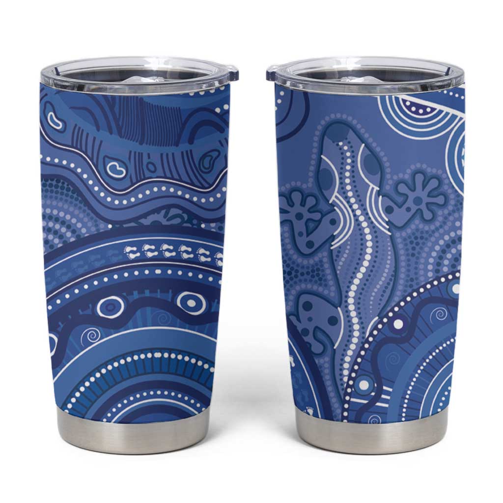 Australia Autism Awareness Tumbler Cup Aboriginal Lizard Dot Painting