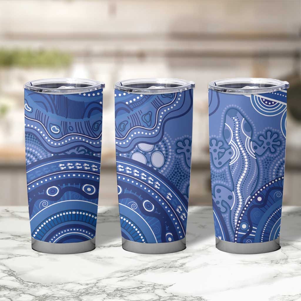 Australia Autism Awareness Tumbler Cup Aboriginal Lizard Dot Painting