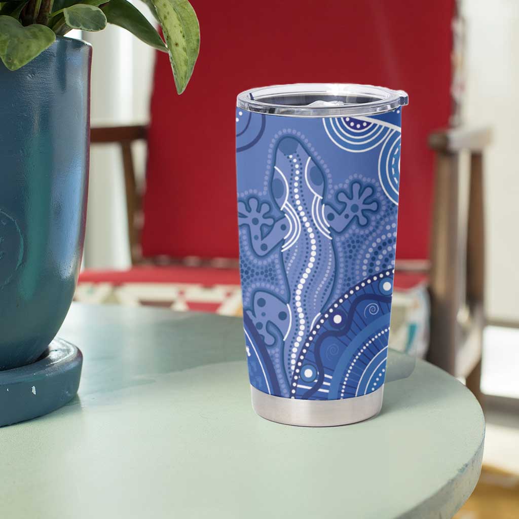 Australia Autism Awareness Tumbler Cup Aboriginal Lizard Dot Painting