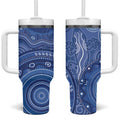 Australia Autism Awareness Tumbler With Handle Aboriginal Lizard Dot Painting