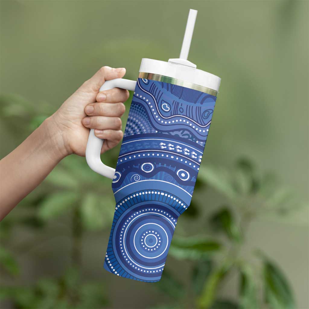 Australia Autism Awareness Tumbler With Handle Aboriginal Lizard Dot Painting