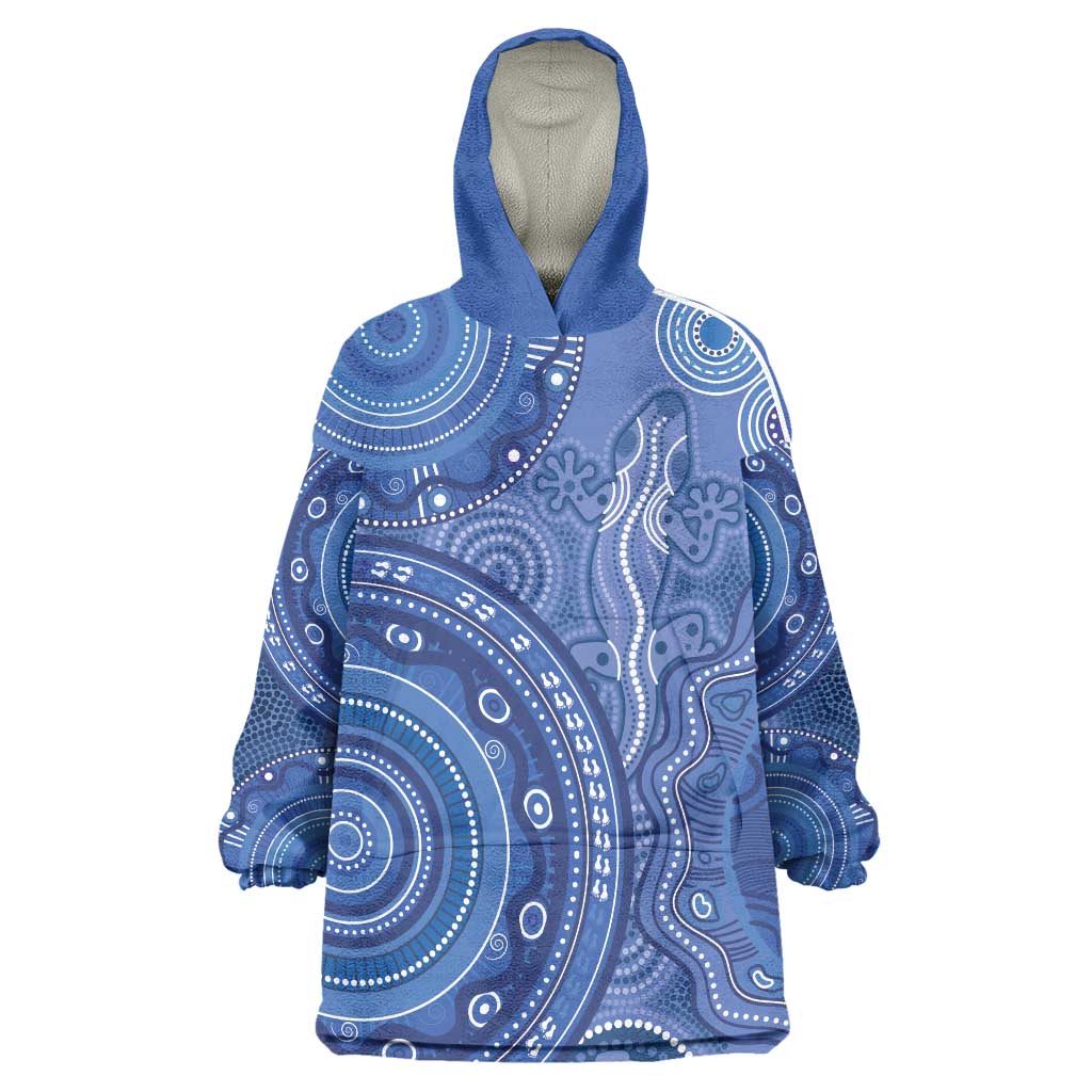 Australia Autism Awareness Wearable Blanket Hoodie Aboriginal Lizard Dot Painting