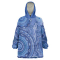 Australia Autism Awareness Wearable Blanket Hoodie Aboriginal Lizard Dot Painting