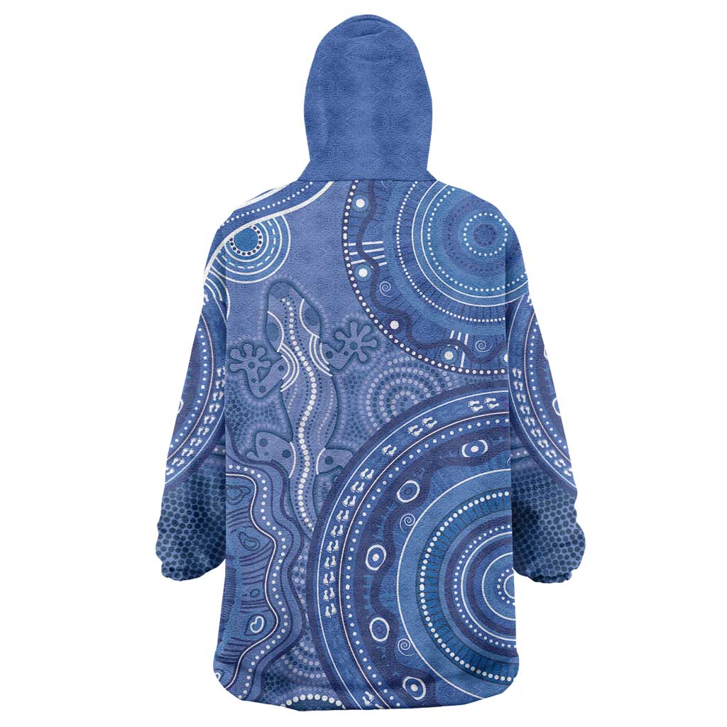 Australia Autism Awareness Wearable Blanket Hoodie Aboriginal Lizard Dot Painting