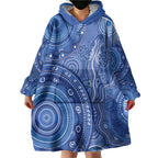 Australia Autism Awareness Wearable Blanket Hoodie Aboriginal Lizard Dot Painting