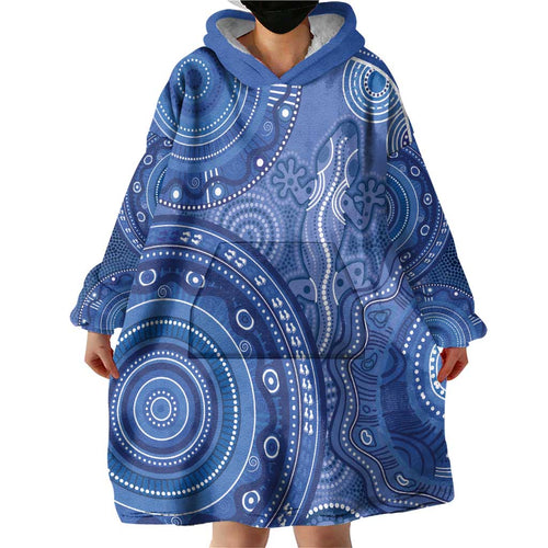 Australia Autism Awareness Wearable Blanket Hoodie Aboriginal Lizard Dot Painting