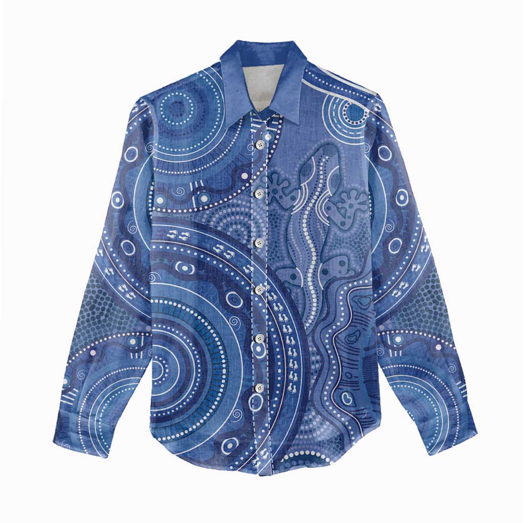 Australia Autism Awareness Women Casual Shirt Aboriginal Lizard Dot Painting
