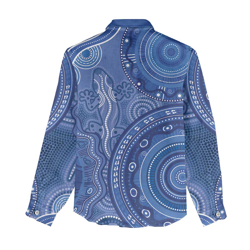 Australia Autism Awareness Women Casual Shirt Aboriginal Lizard Dot Painting