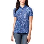Australia Autism Awareness Women Polo Shirt Aboriginal Lizard Dot Painting