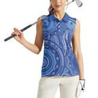 Australia Autism Awareness Women Sleeveless Polo Shirt Aboriginal Lizard Dot Painting