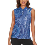 Australia Autism Awareness Women Sleeveless Polo Shirt Aboriginal Lizard Dot Painting