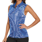 Australia Autism Awareness Women Sleeveless Polo Shirt Aboriginal Lizard Dot Painting