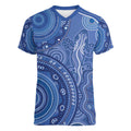 Australia Autism Awareness Women V-Neck T-Shirt Aboriginal Lizard Dot Painting