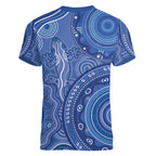 Australia Autism Awareness Women V-Neck T-Shirt Aboriginal Lizard Dot Painting