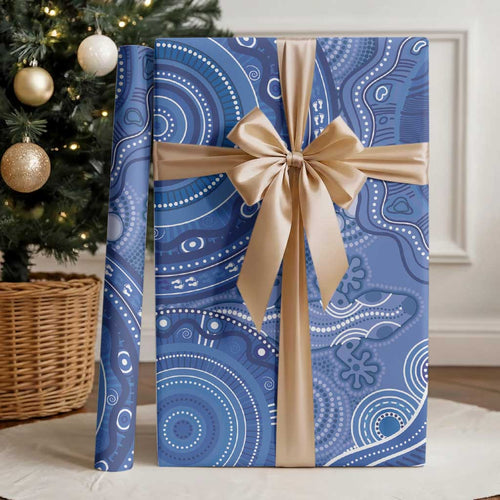 Australia Autism Awareness Wrapping Paper Aboriginal Lizard Dot Painting - Aussie Hoodie