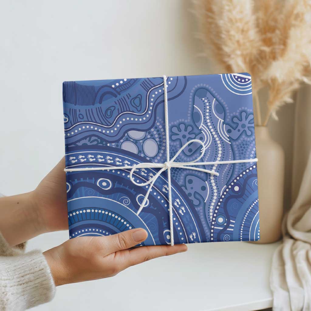 Australia Autism Awareness Wrapping Paper Aboriginal Lizard Dot Painting - Aussie Hoodie