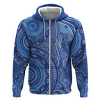 Australia Autism Awareness Zip Hoodie Aboriginal Lizard Dot Painting
