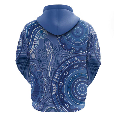 Australia Autism Awareness Zip Hoodie Aboriginal Lizard Dot Painting