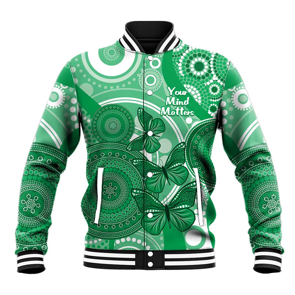 Personalised Australia Mental Health Awareness Month Baseball Jacket Your Mind Matter Aboriginal Art