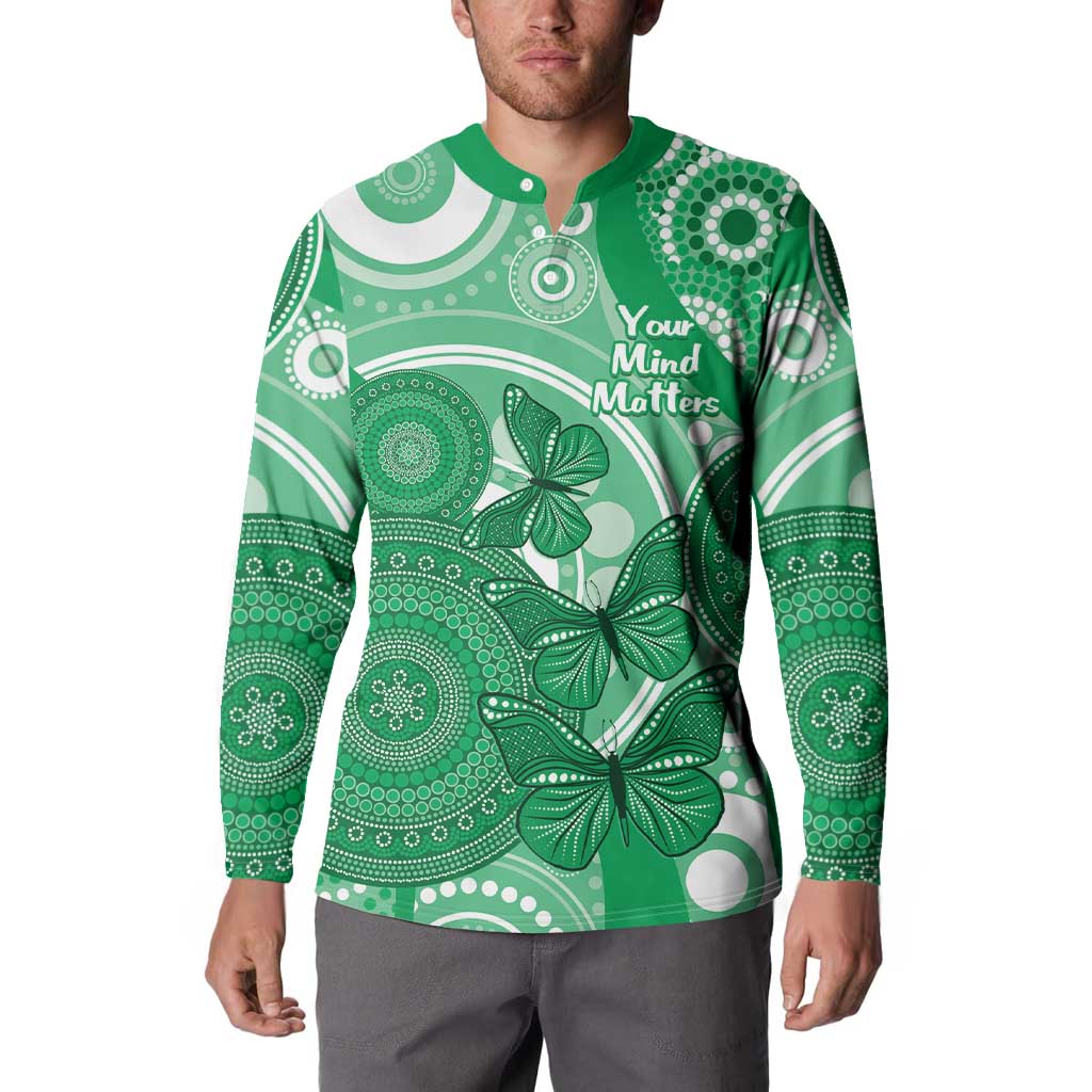 Personalised Australia Mental Health Awareness Month Button Sweatshirt Your Mind Matter Aboriginal Art