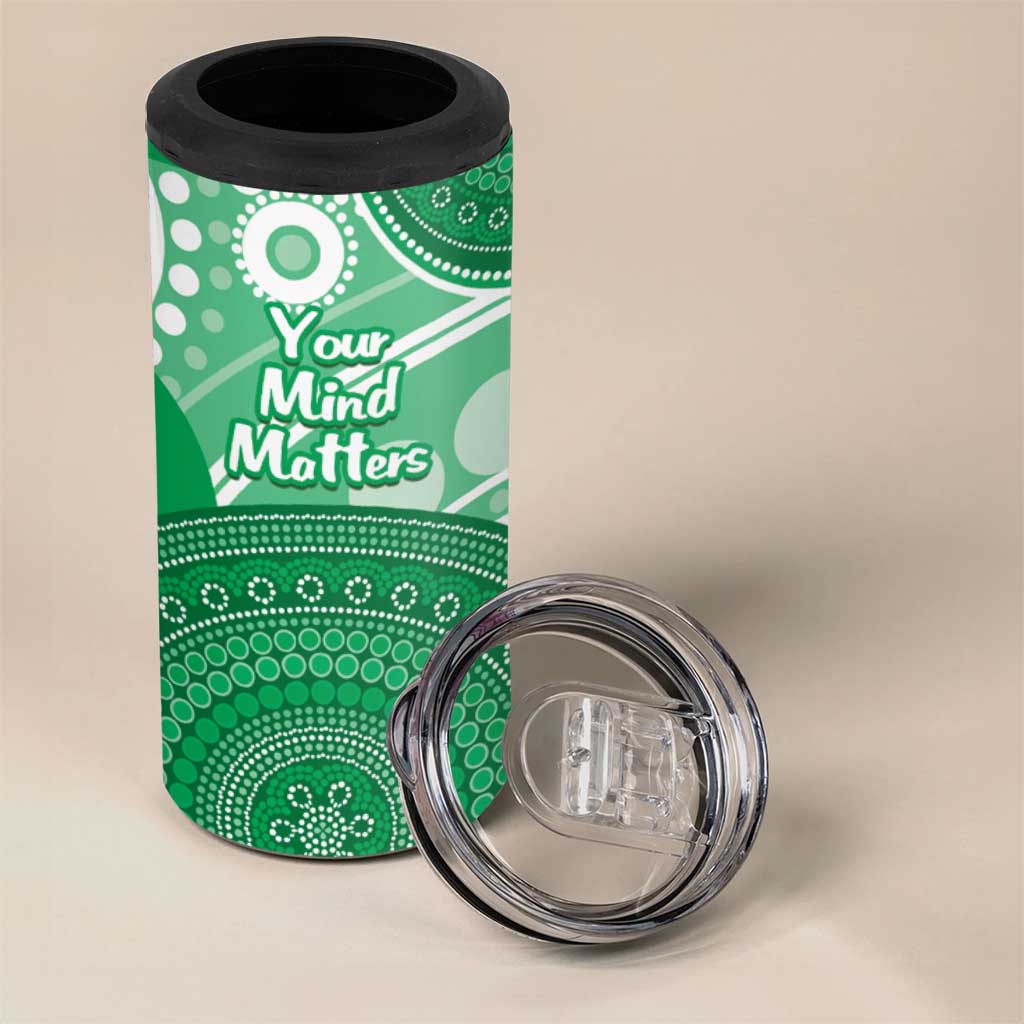 Personalised Australia Mental Health Awareness Month 4 in 1 Can Cooler Tumbler Your Mind Matter Aboriginal Art