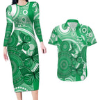 Personalised Australia Mental Health Awareness Month Couples Matching Long Sleeve Bodycon Dress and Hawaiian Shirt Your Mind Matter Aboriginal Art