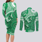 Personalised Australia Mental Health Awareness Month Couples Matching Long Sleeve Bodycon Dress and Long Sleeve Button Shirt Your Mind Matter Aboriginal Art