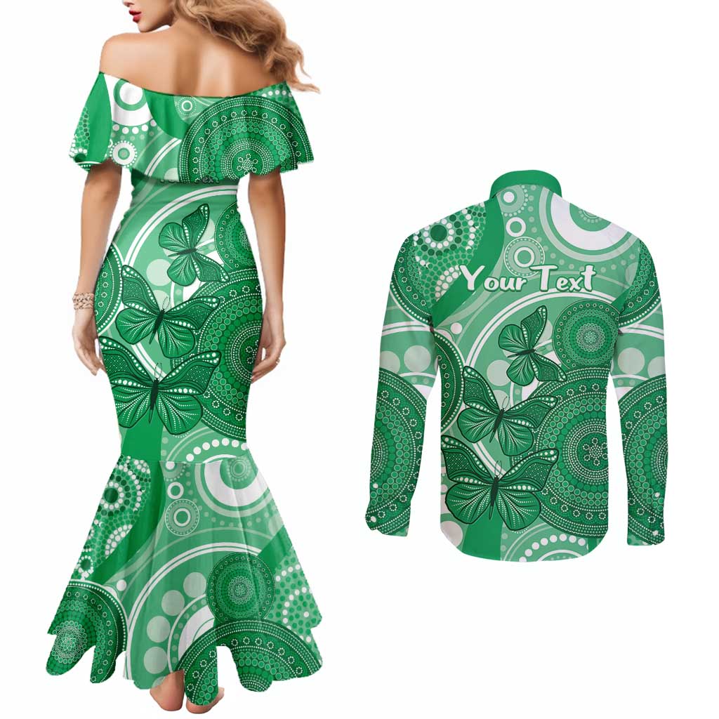 Personalised Australia Mental Health Awareness Month Couples Matching Mermaid Dress and Long Sleeve Button Shirt Your Mind Matter Aboriginal Art
