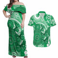 Personalised Australia Mental Health Awareness Month Couples Matching Off Shoulder Maxi Dress and Hawaiian Shirt Your Mind Matter Aboriginal Art