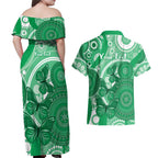 Personalised Australia Mental Health Awareness Month Couples Matching Off Shoulder Maxi Dress and Hawaiian Shirt Your Mind Matter Aboriginal Art