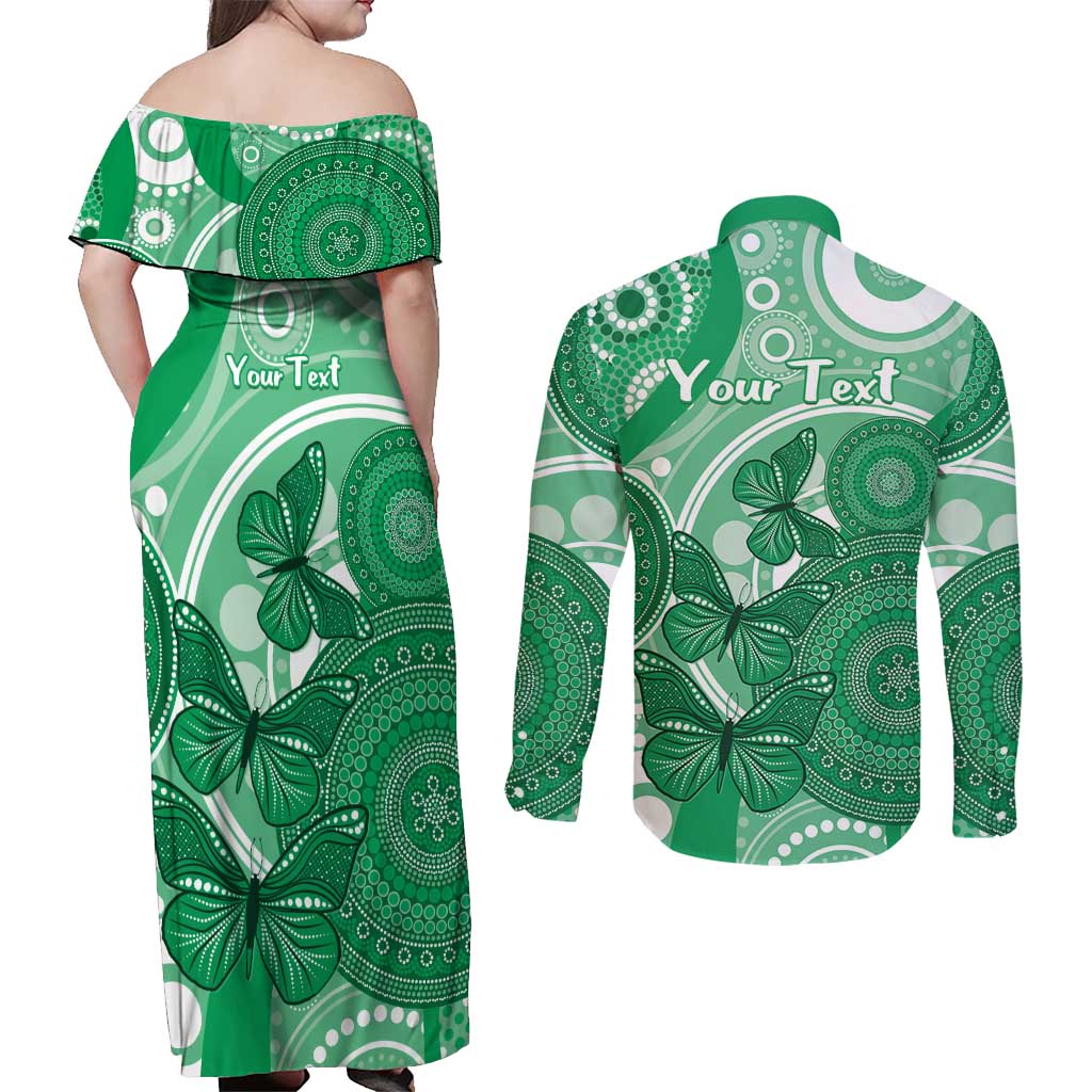 Personalised Australia Mental Health Awareness Month Couples Matching Off Shoulder Maxi Dress and Long Sleeve Button Shirt Your Mind Matter Aboriginal Art