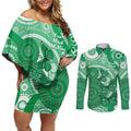Personalised Australia Mental Health Awareness Month Couples Matching Off Shoulder Short Dress and Long Sleeve Button Shirt Your Mind Matter Aboriginal Art