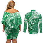 Personalised Australia Mental Health Awareness Month Couples Matching Off Shoulder Short Dress and Long Sleeve Button Shirt Your Mind Matter Aboriginal Art
