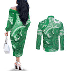 Personalised Australia Mental Health Awareness Month Couples Matching Off The Shoulder Long Sleeve Dress and Long Sleeve Button Shirt Your Mind Matter Aboriginal Art
