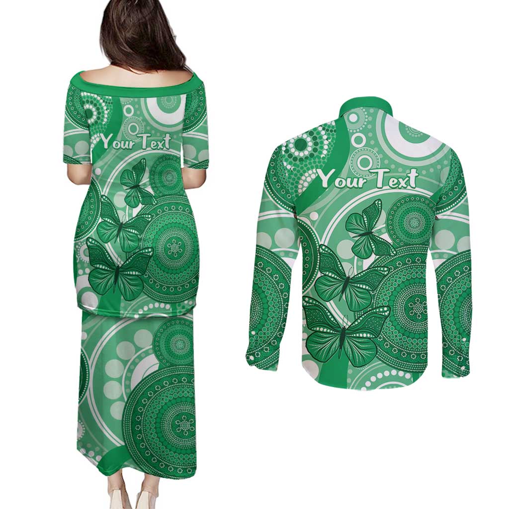 Personalised Australia Mental Health Awareness Month Couples Matching Puletasi and Long Sleeve Button Shirt Your Mind Matter Aboriginal Art