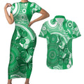 Personalised Australia Mental Health Awareness Month Couples Matching Short Sleeve Bodycon Dress and Hawaiian Shirt Your Mind Matter Aboriginal Art