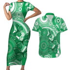 Personalised Australia Mental Health Awareness Month Couples Matching Short Sleeve Bodycon Dress and Hawaiian Shirt Your Mind Matter Aboriginal Art