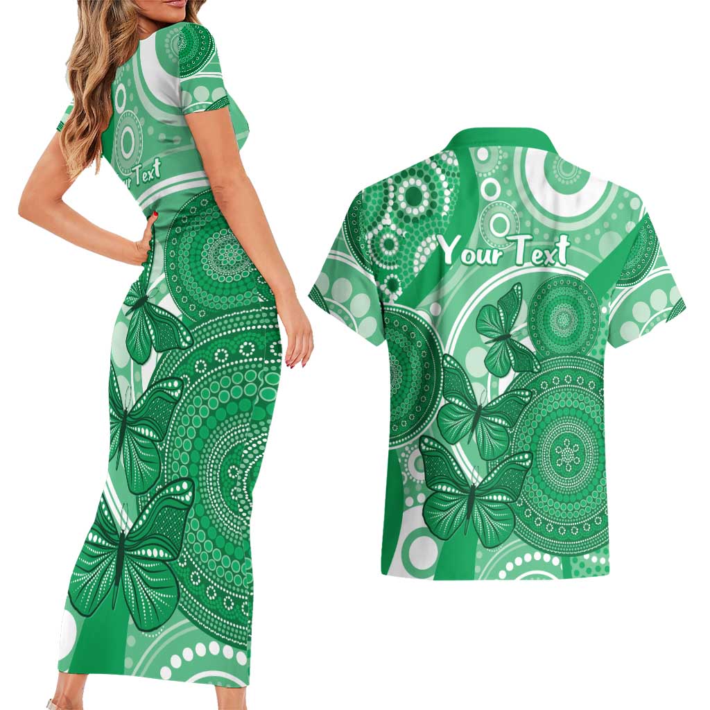 Personalised Australia Mental Health Awareness Month Couples Matching Short Sleeve Bodycon Dress and Hawaiian Shirt Your Mind Matter Aboriginal Art