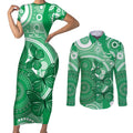 Personalised Australia Mental Health Awareness Month Couples Matching Short Sleeve Bodycon Dress and Long Sleeve Button Shirt Your Mind Matter Aboriginal Art