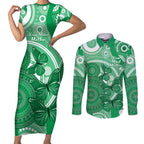 Personalised Australia Mental Health Awareness Month Couples Matching Short Sleeve Bodycon Dress and Long Sleeve Button Shirt Your Mind Matter Aboriginal Art
