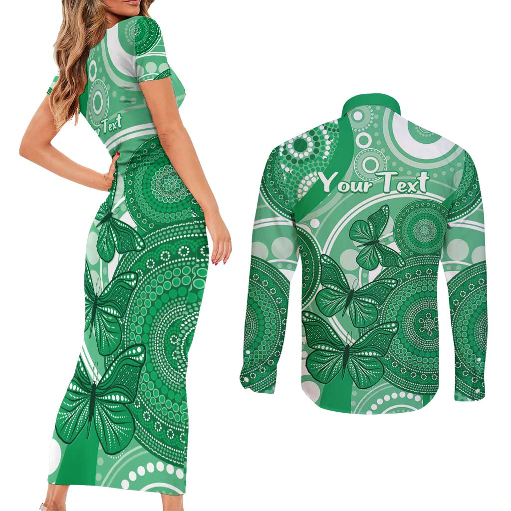 Personalised Australia Mental Health Awareness Month Couples Matching Short Sleeve Bodycon Dress and Long Sleeve Button Shirt Your Mind Matter Aboriginal Art