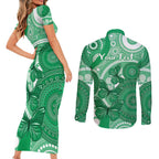 Personalised Australia Mental Health Awareness Month Couples Matching Short Sleeve Bodycon Dress and Long Sleeve Button Shirt Your Mind Matter Aboriginal Art