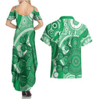 Personalised Australia Mental Health Awareness Month Couples Matching Summer Maxi Dress and Hawaiian Shirt Your Mind Matter Aboriginal Art
