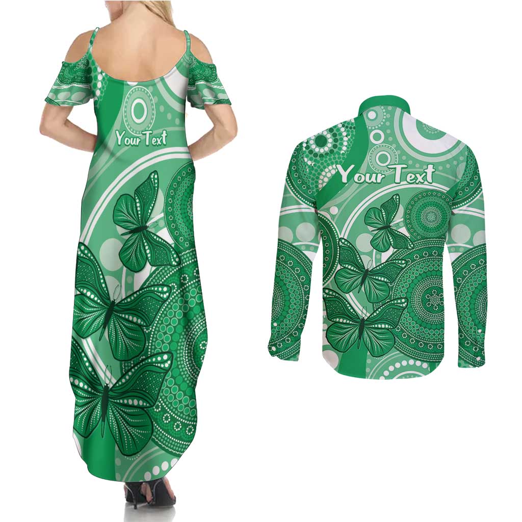 Personalised Australia Mental Health Awareness Month Couples Matching Summer Maxi Dress and Long Sleeve Button Shirt Your Mind Matter Aboriginal Art