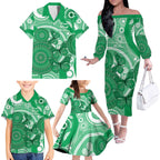 Personalised Australia Mental Health Awareness Month Family Matching Off The Shoulder Long Sleeve Dress and Hawaiian Shirt Your Mind Matter Aboriginal Art