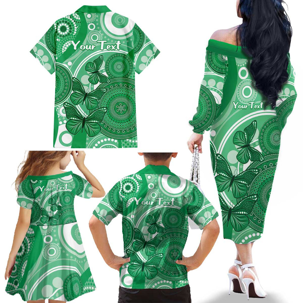 Personalised Australia Mental Health Awareness Month Family Matching Off The Shoulder Long Sleeve Dress and Hawaiian Shirt Your Mind Matter Aboriginal Art